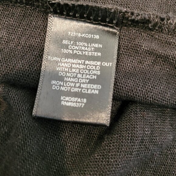 Sanctuary V Neck Black Sweater Top 3/4 Sleeve Lightweight Linen - Picture 9 of 9